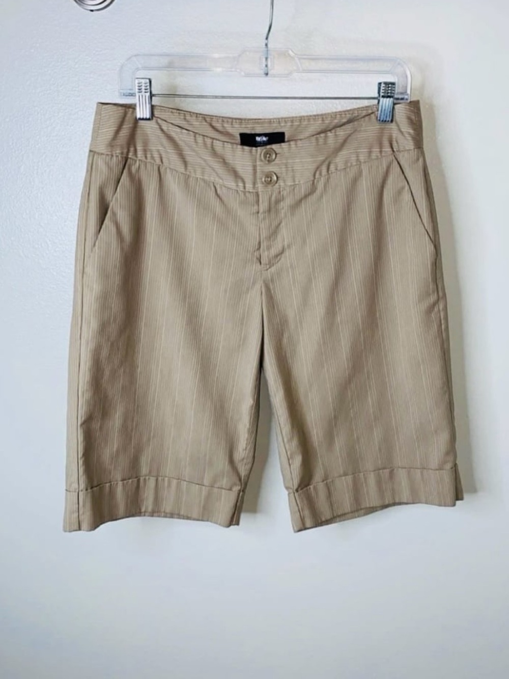 Mossimo Supply Co. Tan Pinstripe Bermuda Shorts